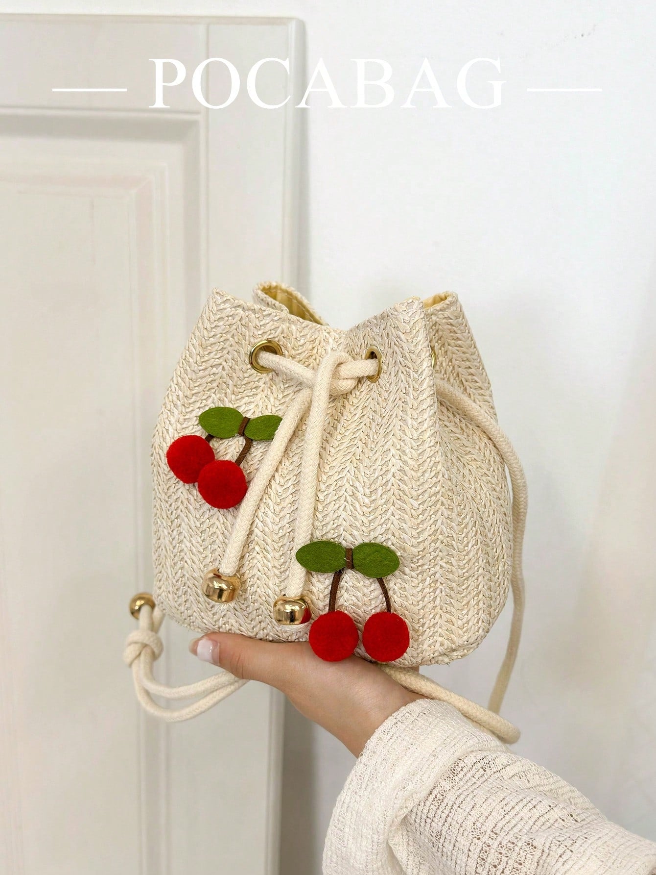 Strawberry Fashion New Shoulder Crossbody Bag Handbag Commuter Bag Drawstring Bucket Bag Minimalist Cherry Shoulder Bag, Summer, Straw Bag, Beach,Beach Bag