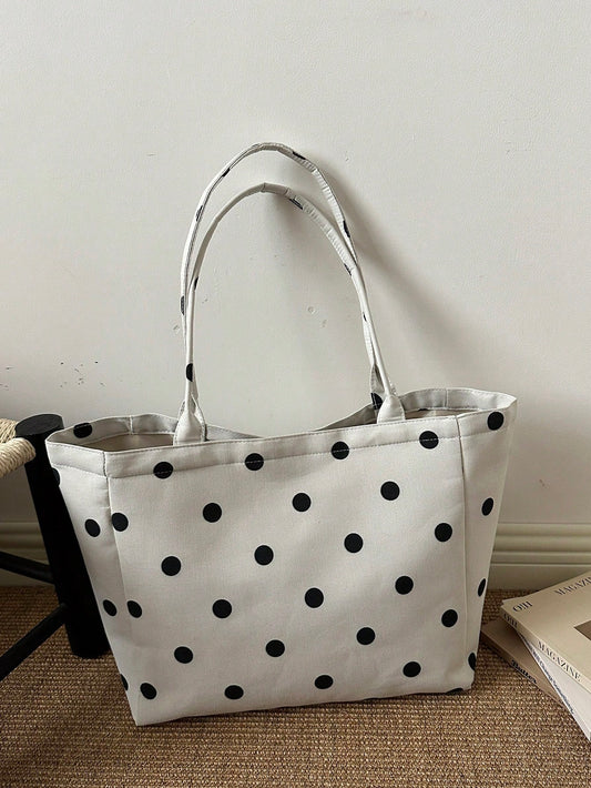 Strawberry Print Tote Bag, Cute Style, Fashionable Large Capacity Versatile Shoulder Women's Bag With Ribbed Texture