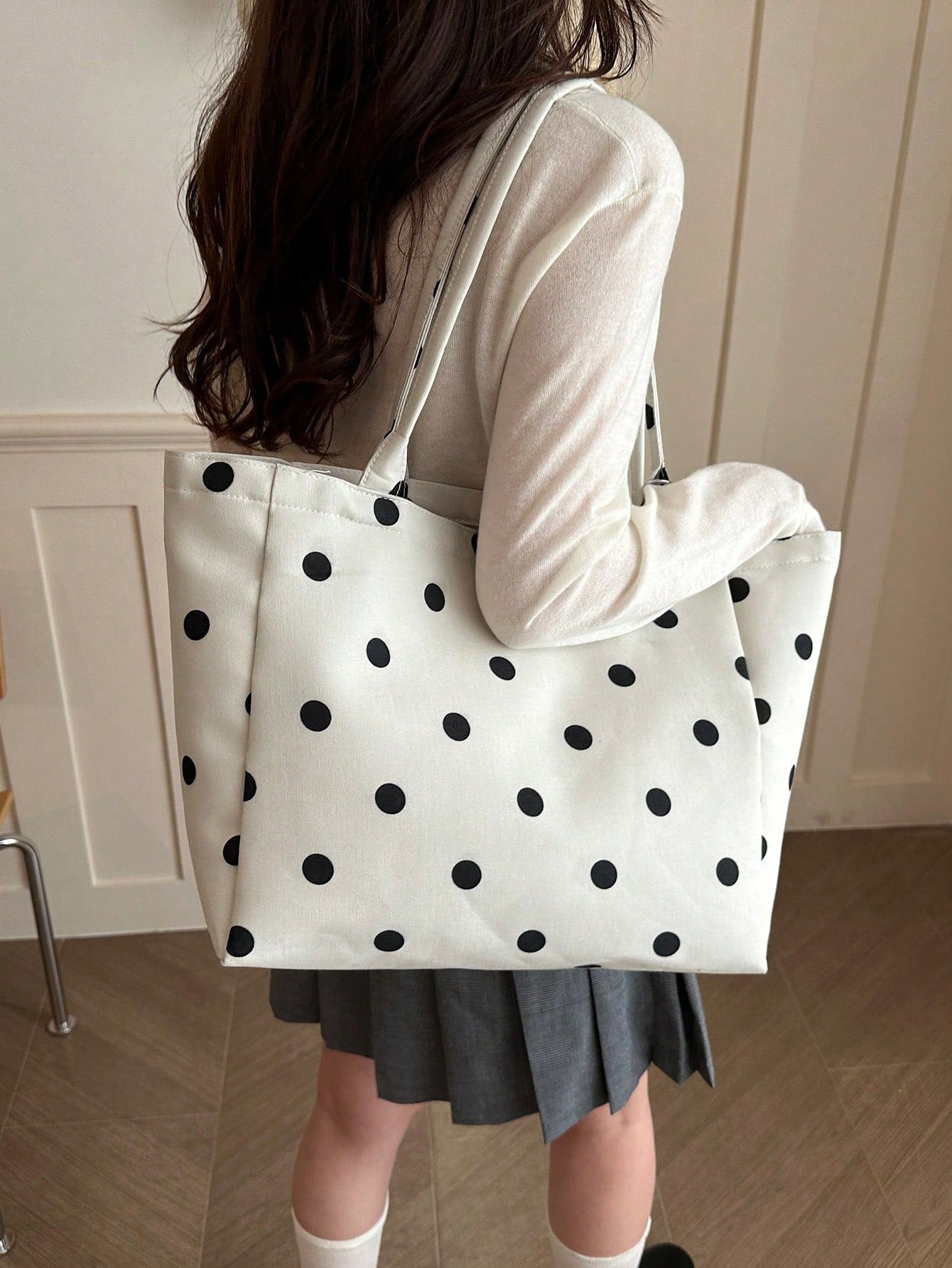 Strawberry Print Tote Bag, Cute Style, Fashionable Large Capacity Versatile Shoulder Women's Bag With Ribbed Texture