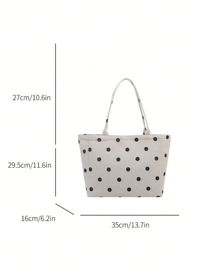 Strawberry Print Tote Bag, Cute Style, Fashionable Large Capacity Versatile Shoulder Women's Bag With Ribbed Texture