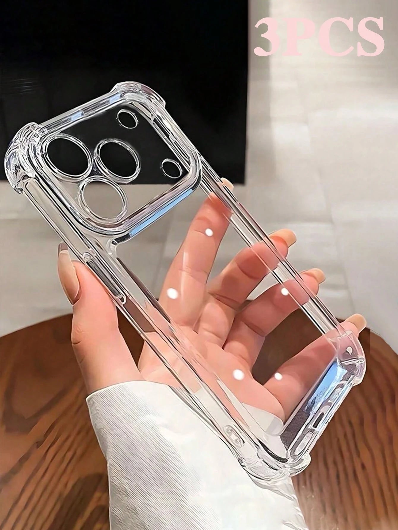 Striped Pattern TPU Vertical Ribbed Striped TPU Transparent Shockproof 3pcs Solid Material TPU Bubble Cushion Anti-Drop 2.8mm Phone Shockproof Case Compatible With IPhone 17/17 Pro/17 Pro Max/17 Air/1