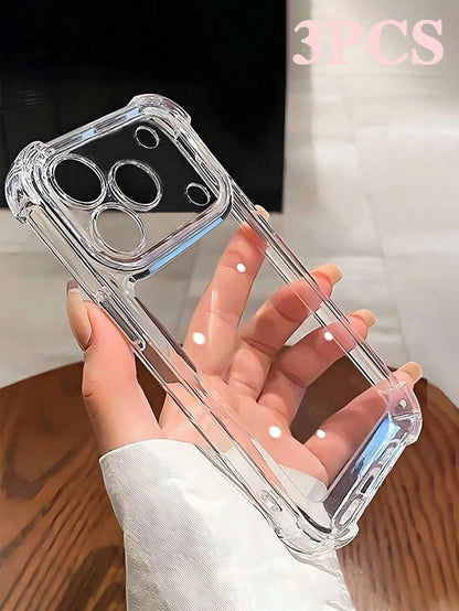 Striped Pattern TPU Vertical Ribbed Striped TPU Transparent Shockproof 3pcs Solid Material TPU Bubble Cushion Anti-Drop 2.8mm Phone Shockproof Case Compatible With IPhone 17/17 Pro/17 Pro Max/17 Air/1