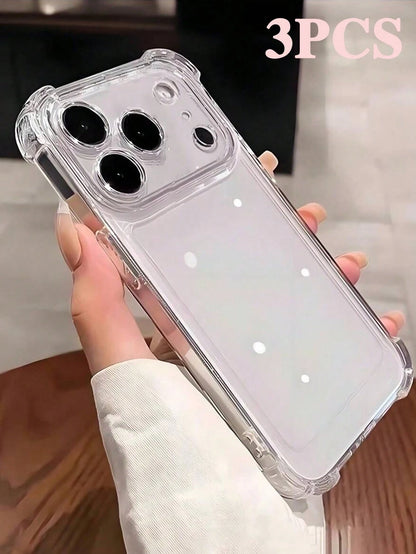 Striped Pattern TPU Vertical Ribbed Striped TPU Transparent Shockproof 3pcs Solid Material TPU Bubble Cushion Anti-Drop 2.8mm Phone Shockproof Case Compatible With IPhone 17/17 Pro/17 Pro Max/17 Air/1