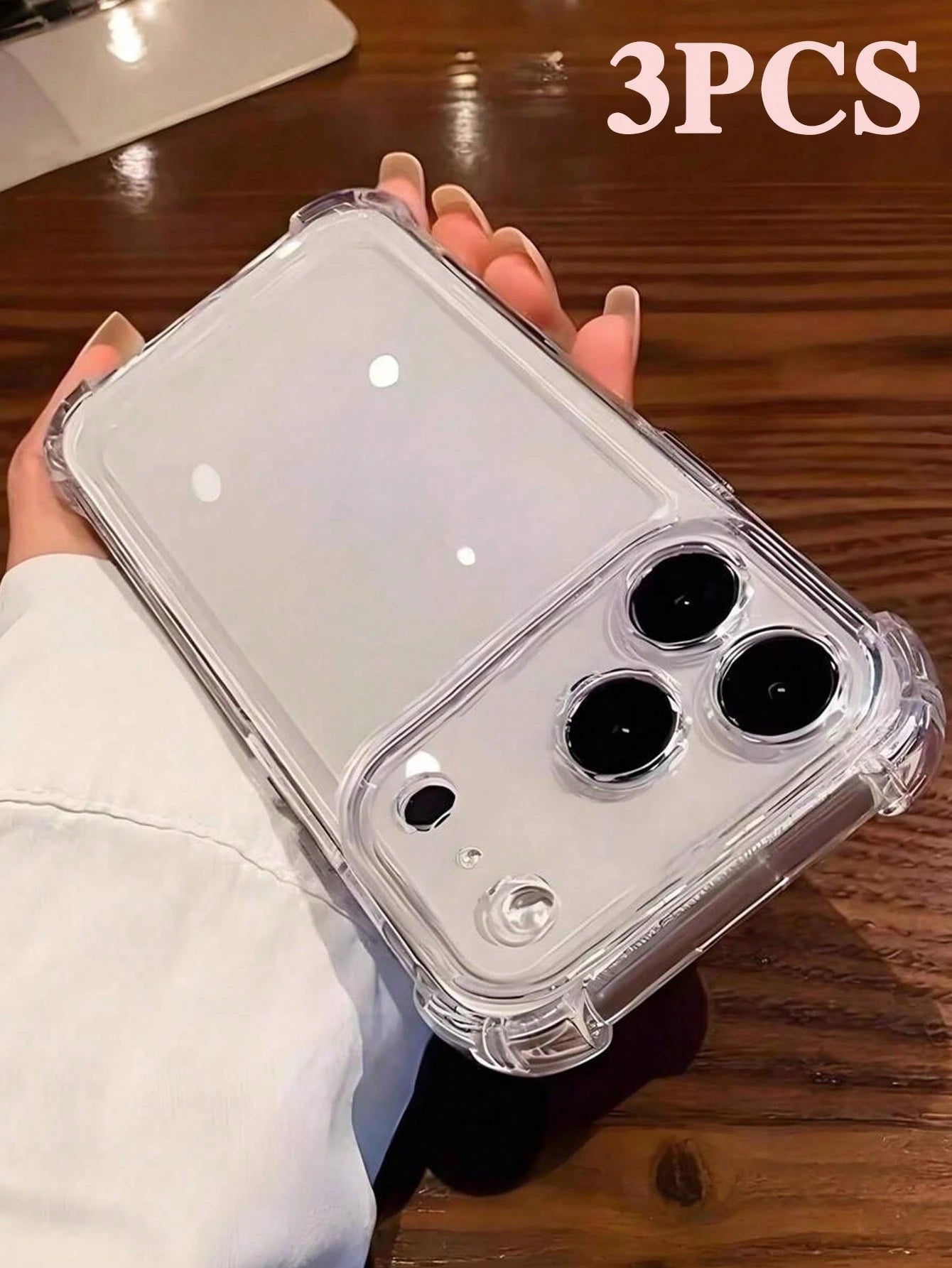 Striped Pattern TPU Vertical Ribbed Striped TPU Transparent Shockproof 3pcs Solid Material TPU Bubble Cushion Anti-Drop 2.8mm Phone Shockproof Case Compatible With IPhone 17/17 Pro/17 Pro Max/17 Air/1