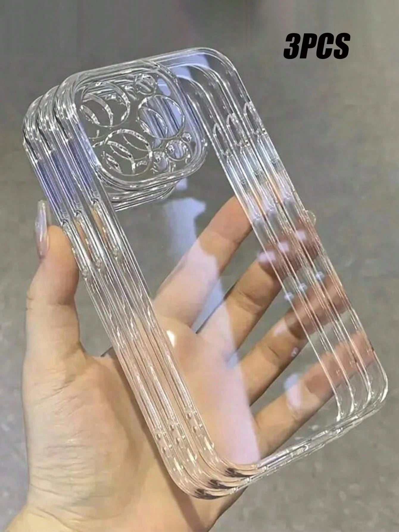 Striped Pattern TPU Vertical Ribbed Striped TPU Transparent Shockproof 3pcs Solid Material TPU Bubble Cushion Anti-Drop 2.8mm Phone Shockproof Case Compatible With IPhone 17/17 Pro/17 Pro Max/17 Air/1
