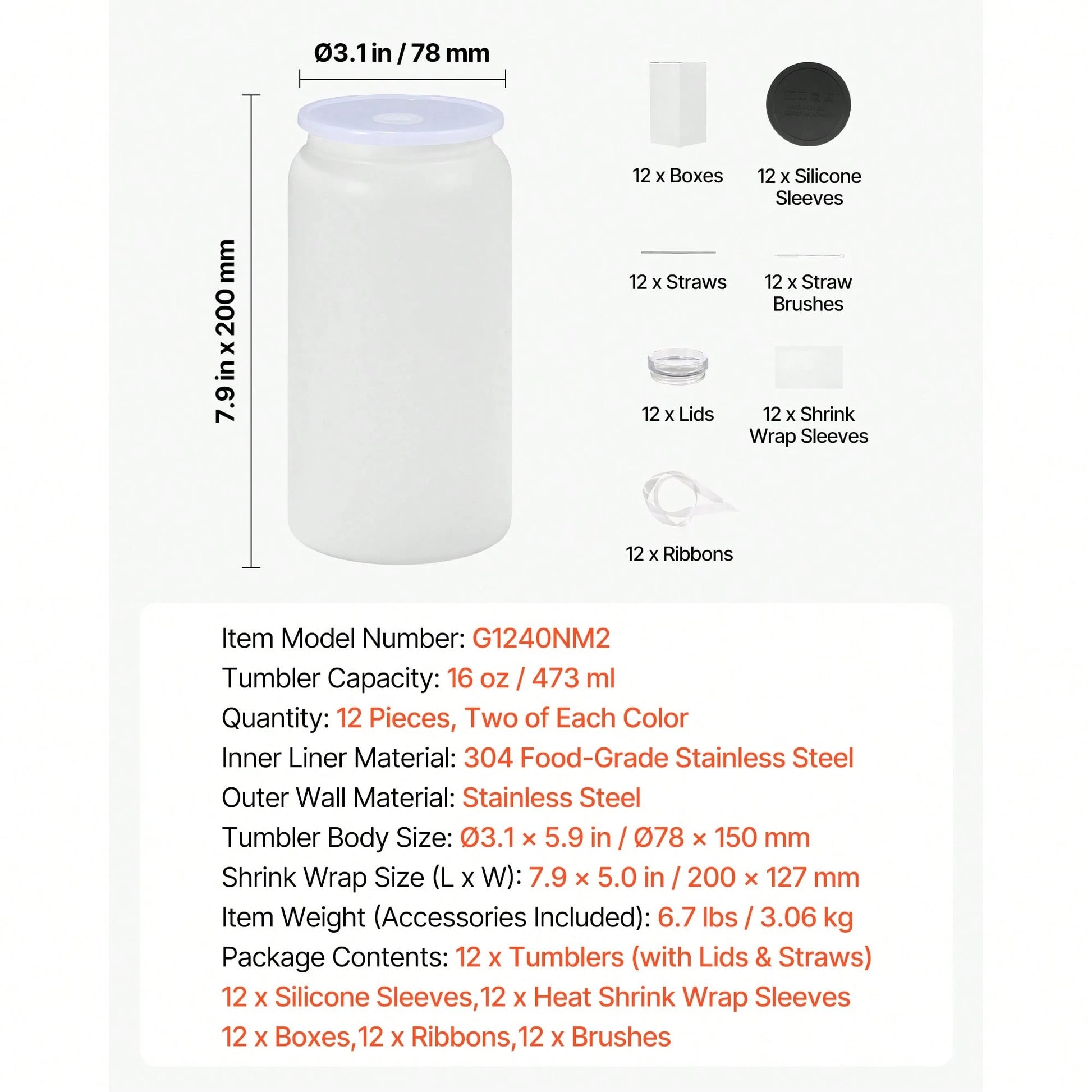 Sublimation Tumblers, 12 Packs, 16 Oz Multicolored Tumblers Bulk, Stainless Steel Sublimation Cups With Lids And Straws, Back To School