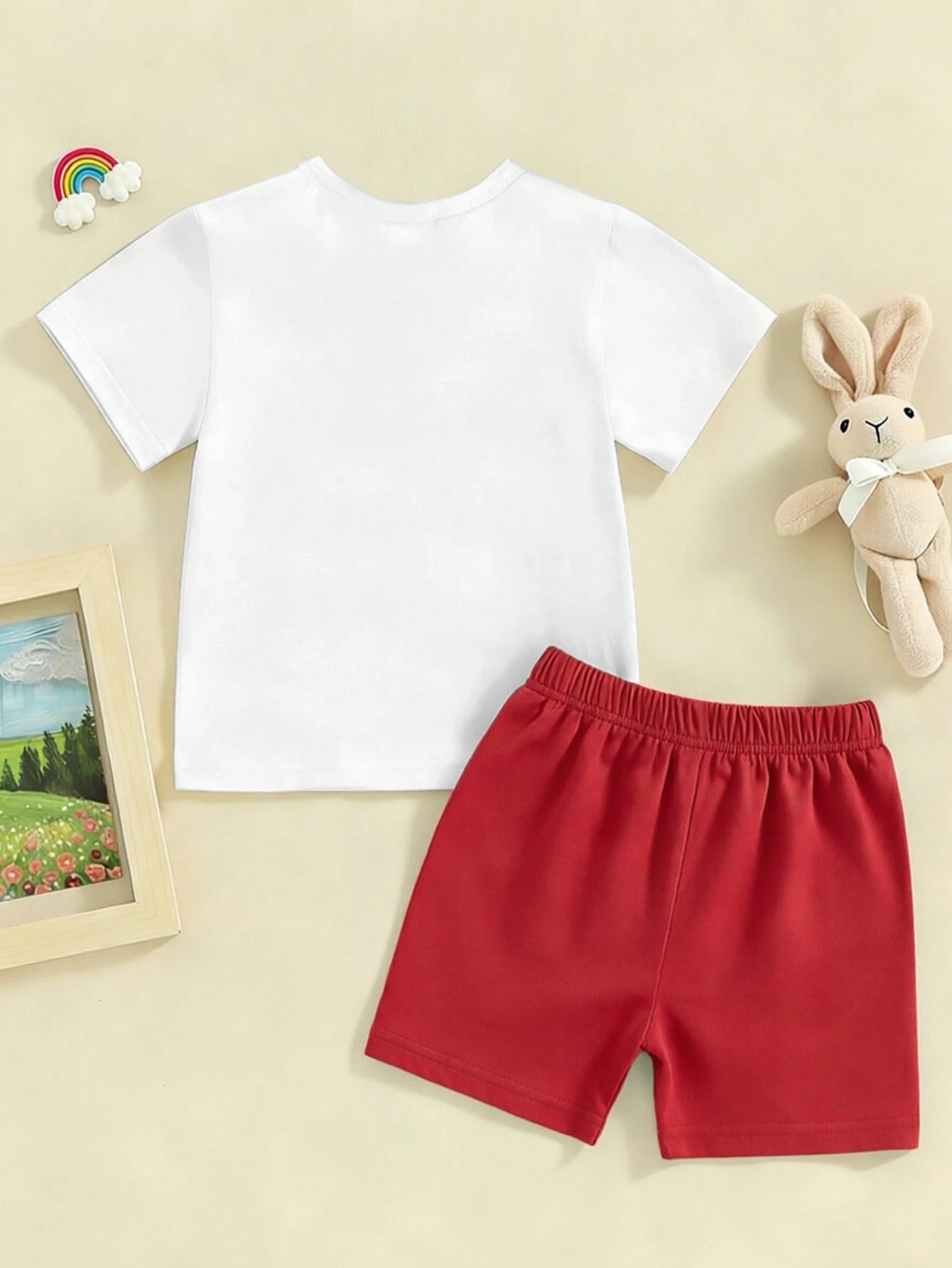 Summer Baby Boy Creative Fresh Football Player Silhouette Ink Splatter Pattern Print Casual Sports Style Basic Short T-Shirt And Shorts Set, Comfortable Daily Wear Outfit, Sets