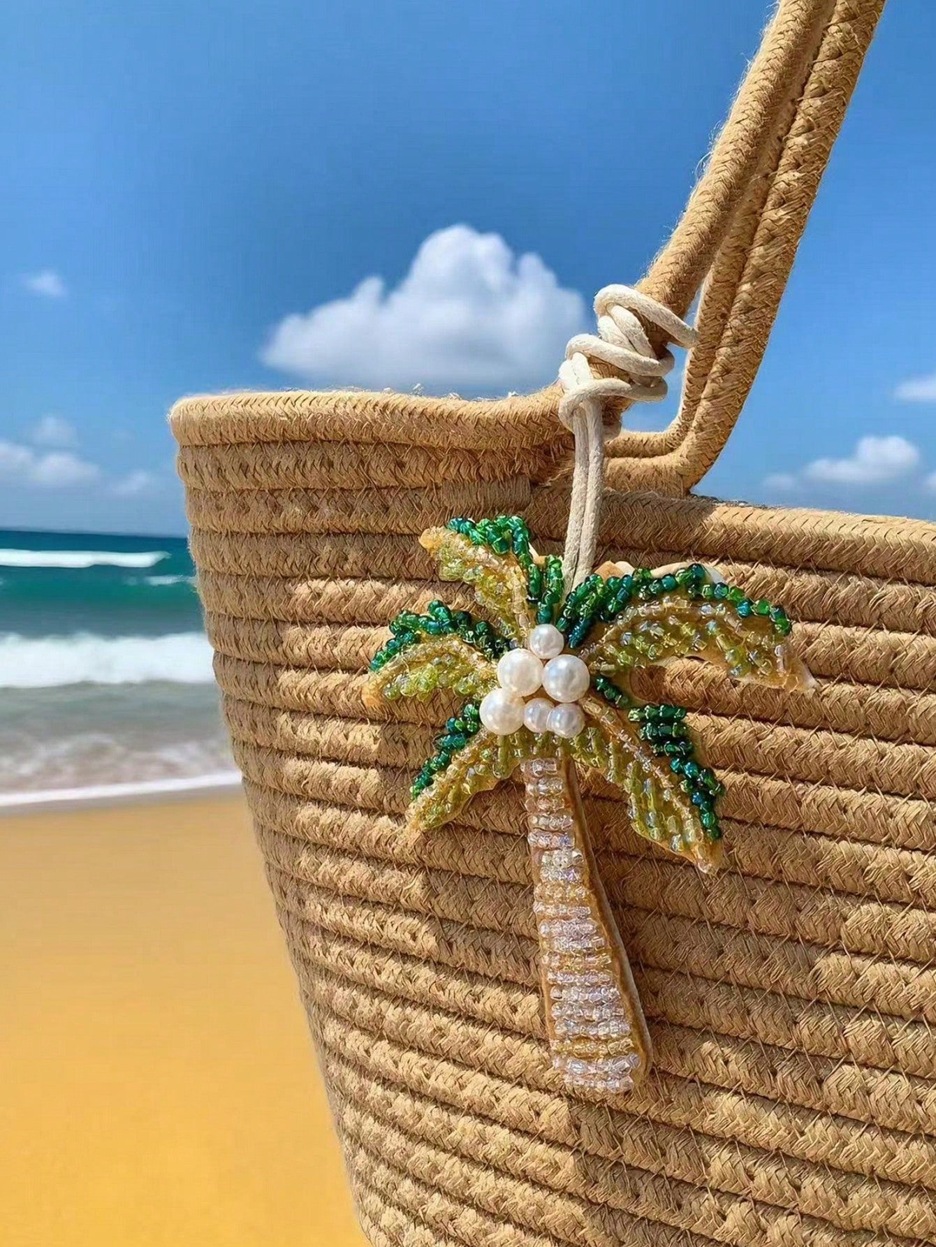 Summer Beach Themed Beaded Pendant With Starfish, Palm Tree, Suitable For Vacation, Beach, Seaside,Bag Accessiores