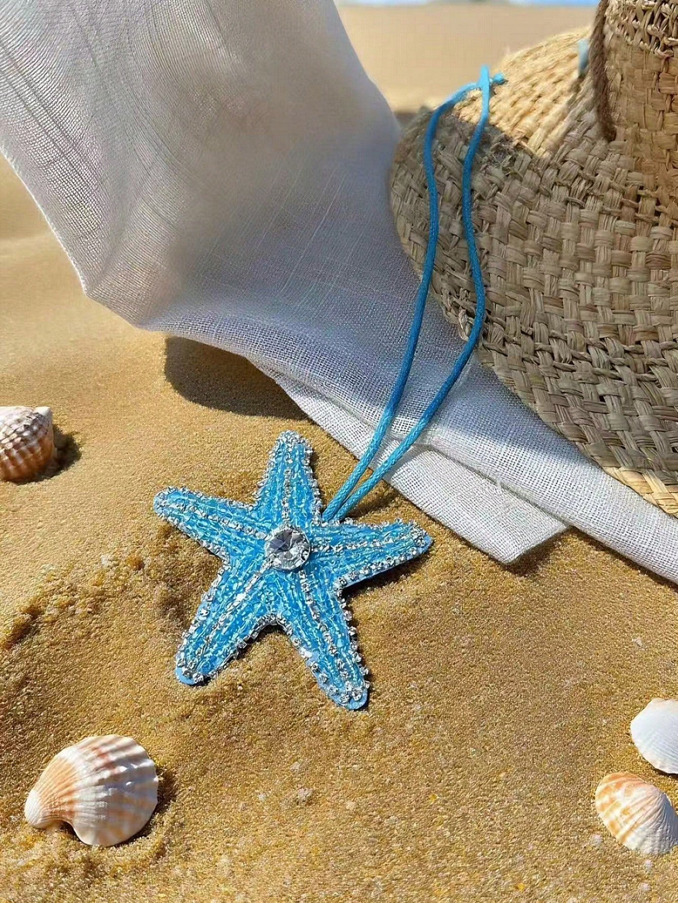Summer Beach Themed Beaded Pendant With Starfish, Palm Tree, Suitable For Vacation, Beach, Seaside,Bag Accessiores