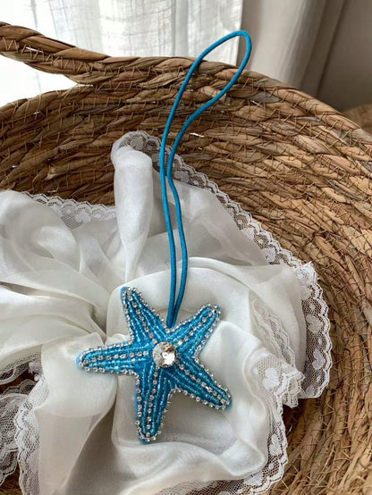 Summer Beach Themed Beaded Pendant With Starfish, Palm Tree, Suitable For Vacation, Beach, Seaside,Bag Accessiores