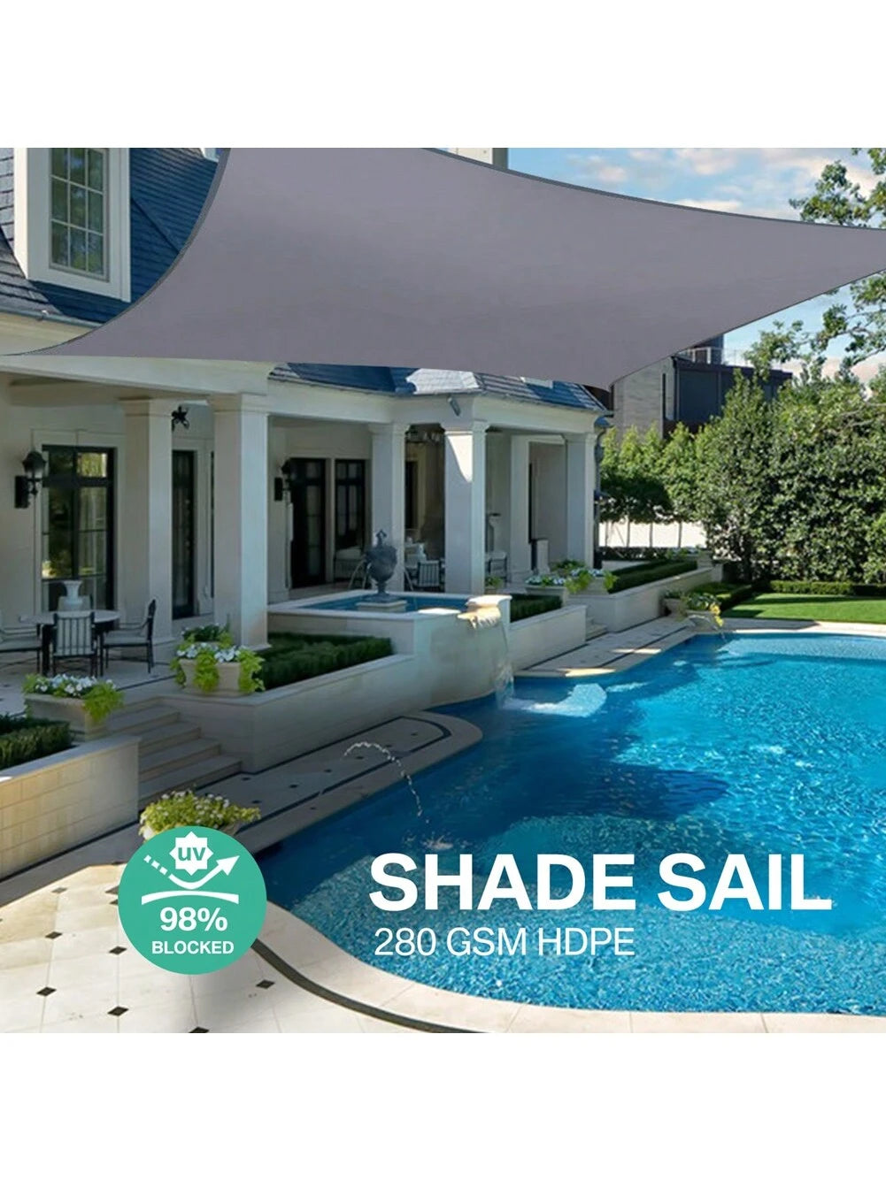 Sun Shade Sail Rectangle Square Waterproof 98% UV Block Awning Shade Sails Canopy Sunscreen Cover Tents For Patios Garden Swimming Pool Outdoor Camping