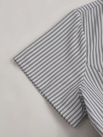 Sunspun Plus Size Women Striped Waist Casual Shirt