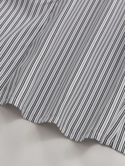 Sunspun Plus Size Women Striped Waist Casual Shirt