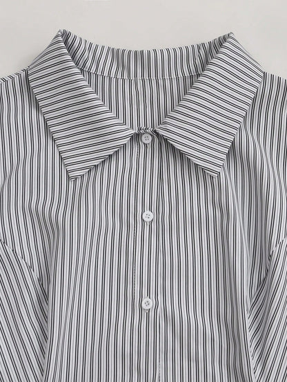 Sunspun Plus Size Women Striped Waist Casual Shirt
