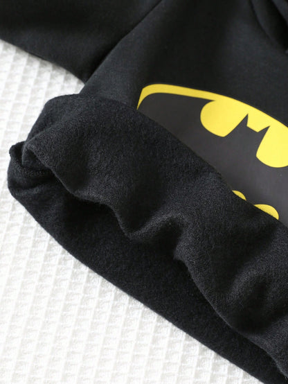 SUPERMAN X Cozy Pixies 2pcs Baby Boy Graphic Hoodie Sweatshirt And Elastic Waist Jogger Pants Set Fall Winter