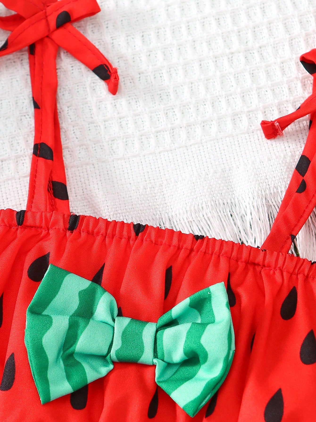 Sweet Style Woven Floral Print All-Over Print Camisole Bow Decor Triangle Spaghetti Strap Dress Elastic Waist Vacation Tiered Cake Skirt Girls Set And Hat Set Summer Daily Wear