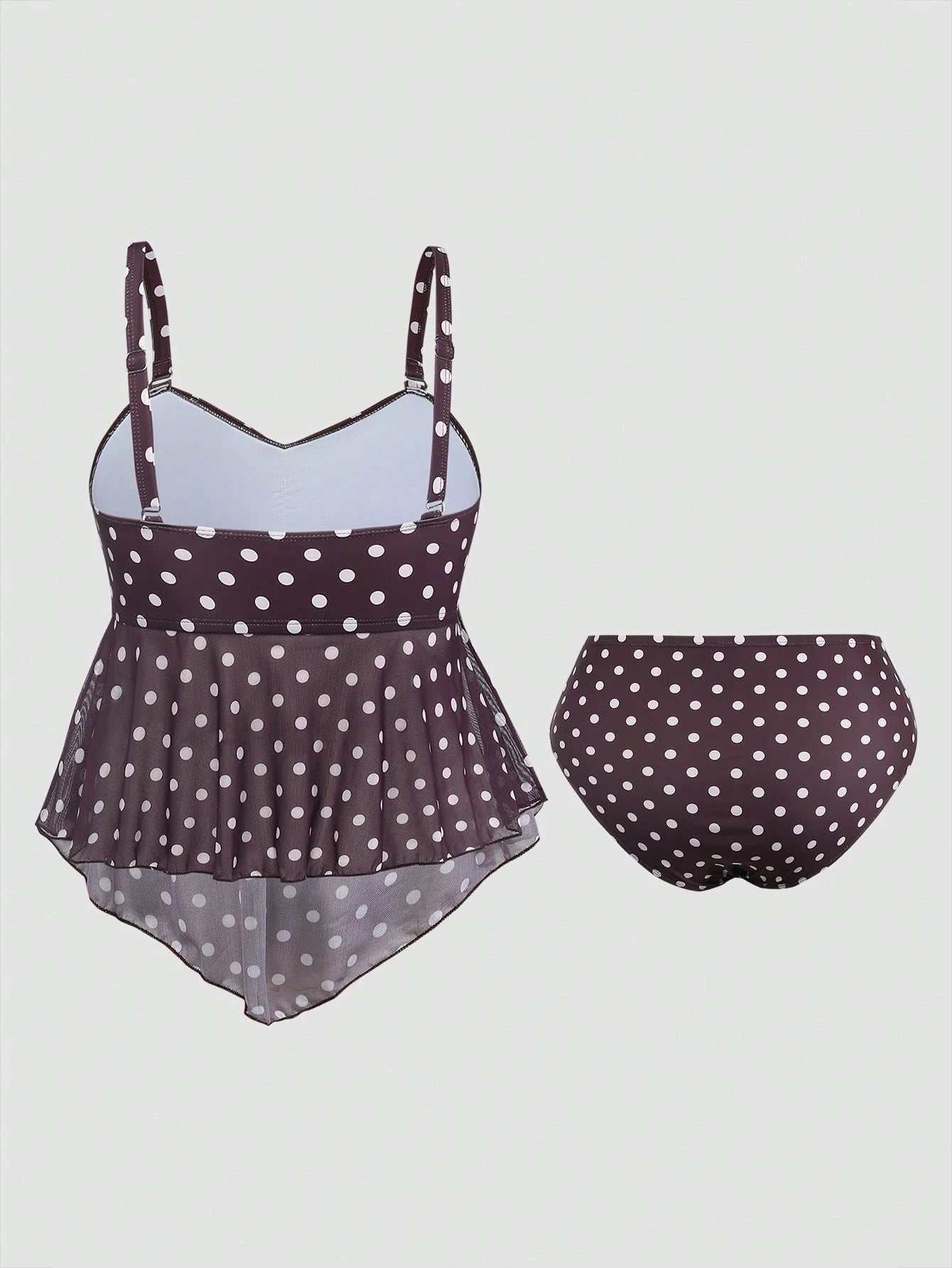 Sweetra 2026 New Summer Beach Vacation Elegant Cute Sweet Polka Dot Print Plus Size Women's Tankini Set