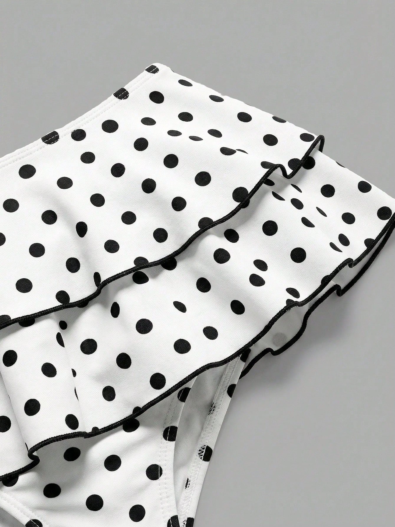 Sweetra CURVE Plus Size Women 2pcs Black Polka Dot Print Halter Tie Sexy Beach Vacation Bikini Swimsuit