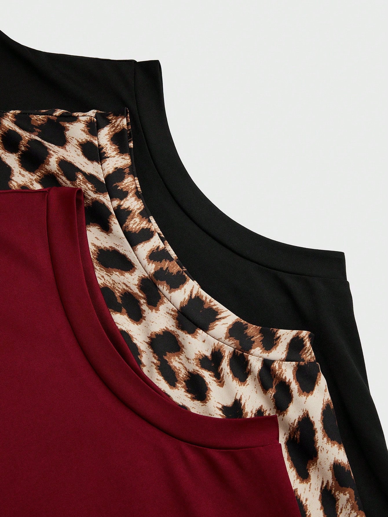 Sweetra Plus Size Camisole 3 Pieces Set, Mock Neck 3 Pieces Set, Multi-Color 3 Pieces Set