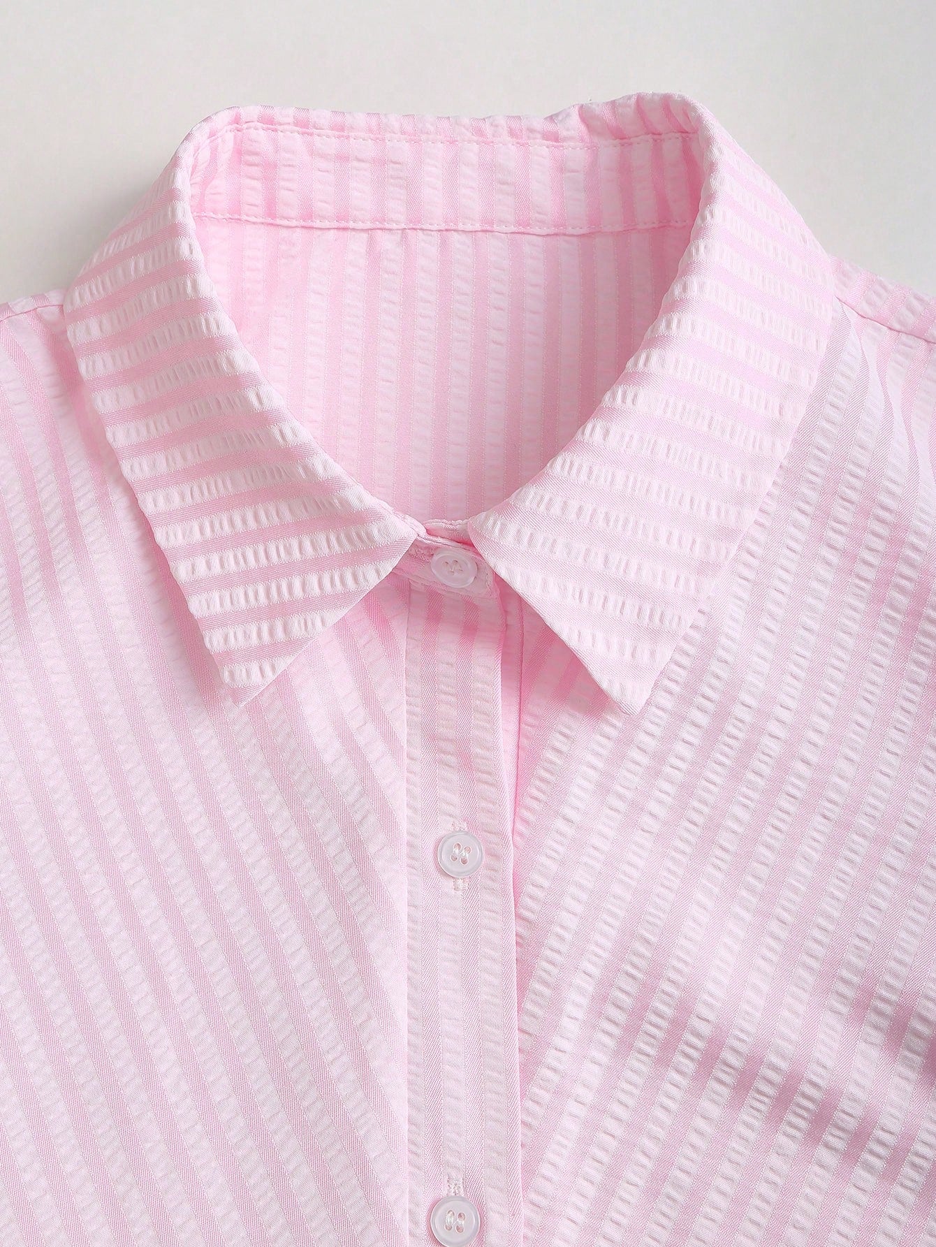 Sweetra Sweet & Fresh Pink Short Sleeve Shirt Dress, Slimming Waist Design, Elegant Lady Shirtdress, Summer New Arrival