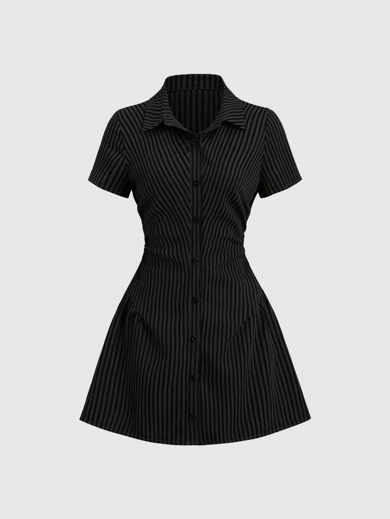 Sweetra Sweet & Fresh Pink Short Sleeve Shirt Dress, Slimming Waist Design, Elegant Lady Shirtdress, Summer New Arrival