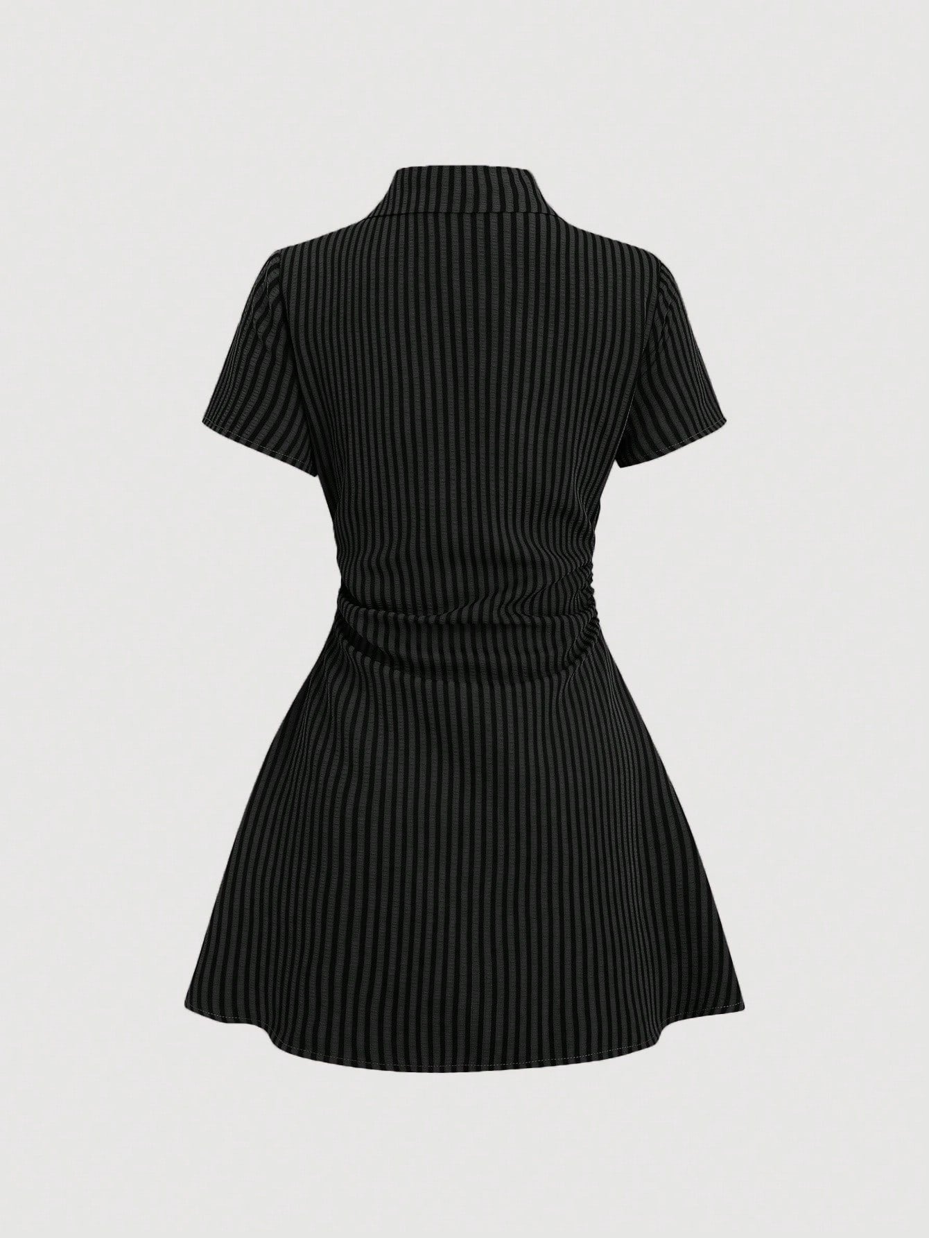 Sweetra Sweet & Fresh Pink Short Sleeve Shirt Dress, Slimming Waist Design, Elegant Lady Shirtdress, Summer New Arrival