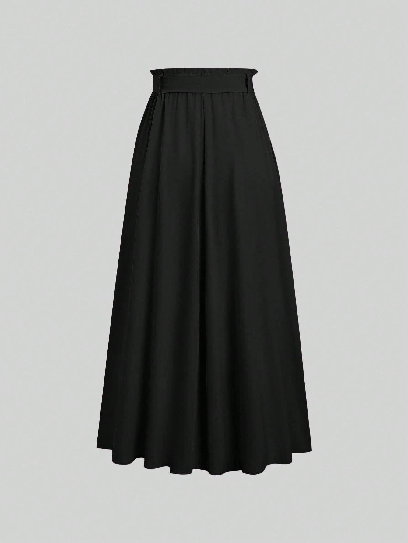 Sweetra Women's Solid Color Elastic Waist Knotted Long Casual Skirt