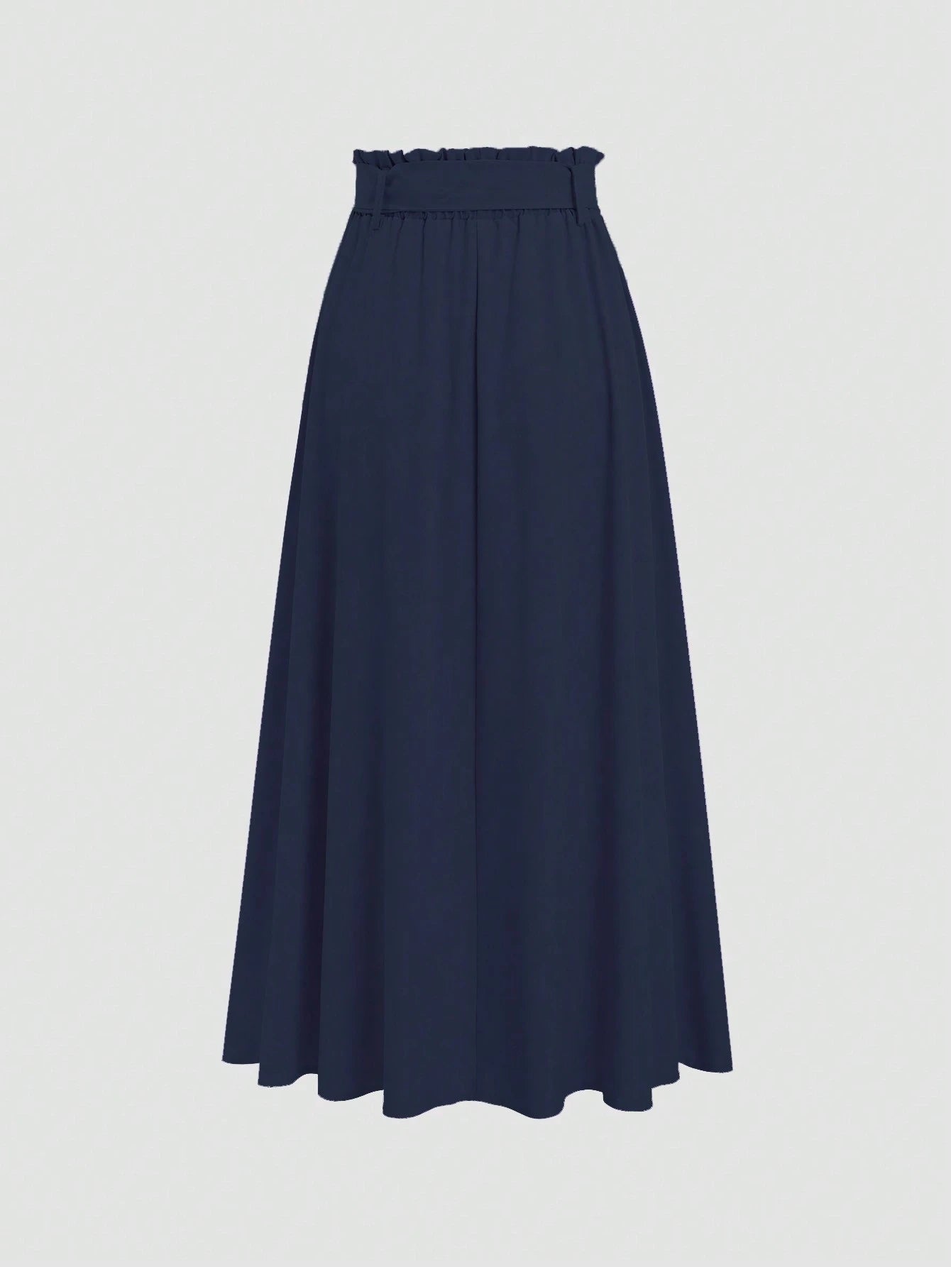 Sweetra Women's Solid Color Elastic Waist Knotted Long Casual Skirt