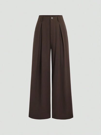Sweetra Women's Vintage Elegant Jacquard Pleated Wide Leg Pants, Autumn/Winter Fall Cloth For Women