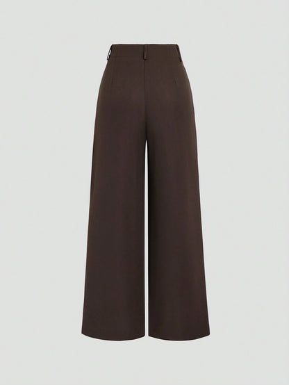 Sweetra Women's Vintage Elegant Jacquard Pleated Wide Leg Pants, Autumn/Winter Fall Cloth For Women