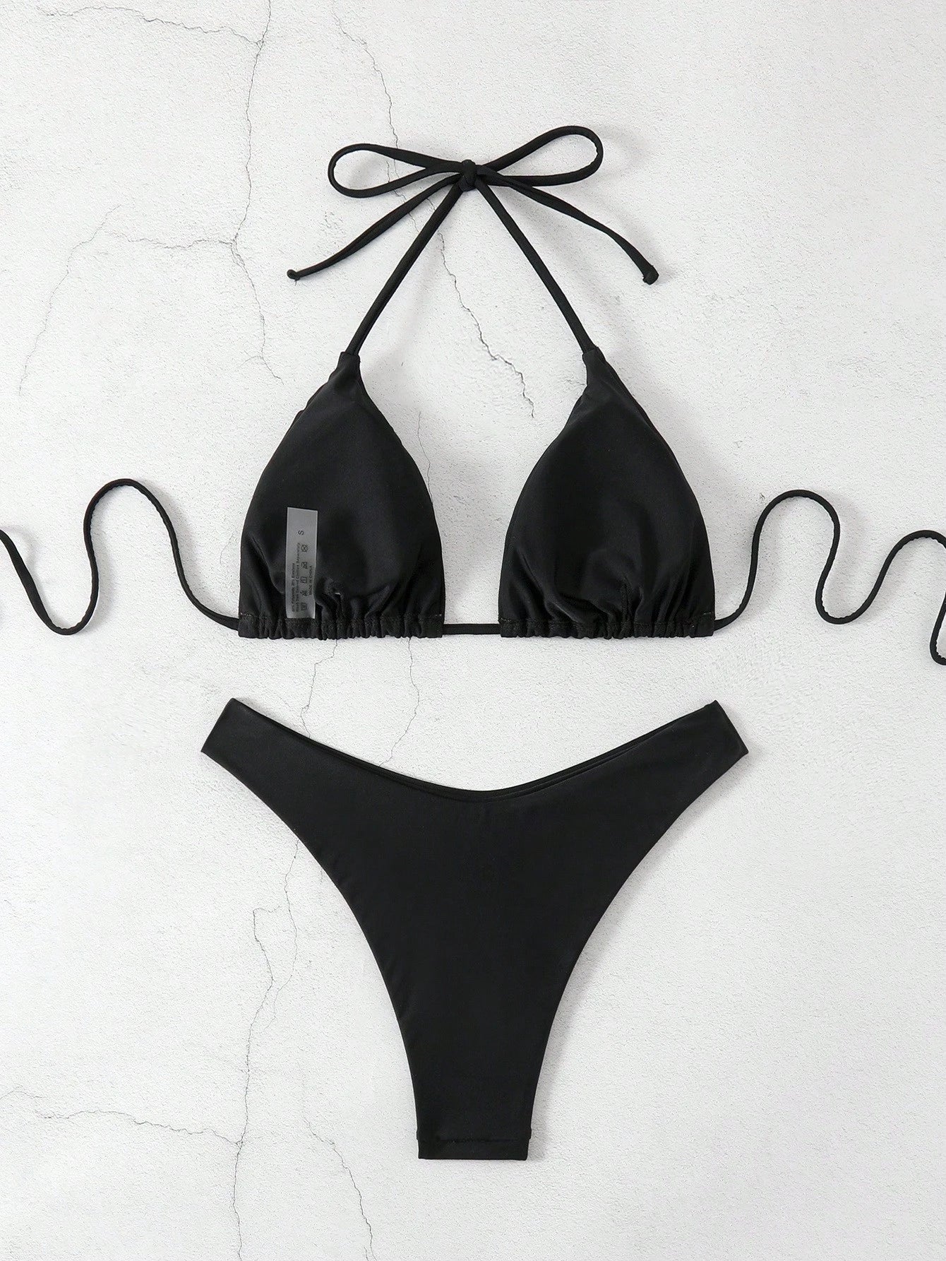 Swim Basics V-Neck Halter Bikini Set, Two Pieces Swimwear Bathing Suit Beach Outfit Summer Vacation,Summer Beach
