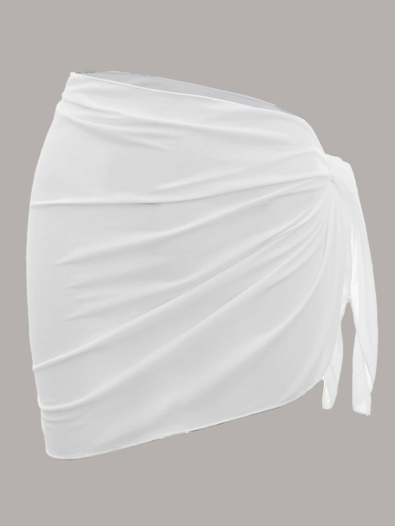 Swim Basics Women's Solid Color Side Knot Cover Up Sarong Skirt For Holiday For Summer Beach Vacation