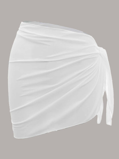 Swim Basics Women's Solid Color Side Knot Cover Up Sarong Skirt For Holiday For Summer Beach Vacation