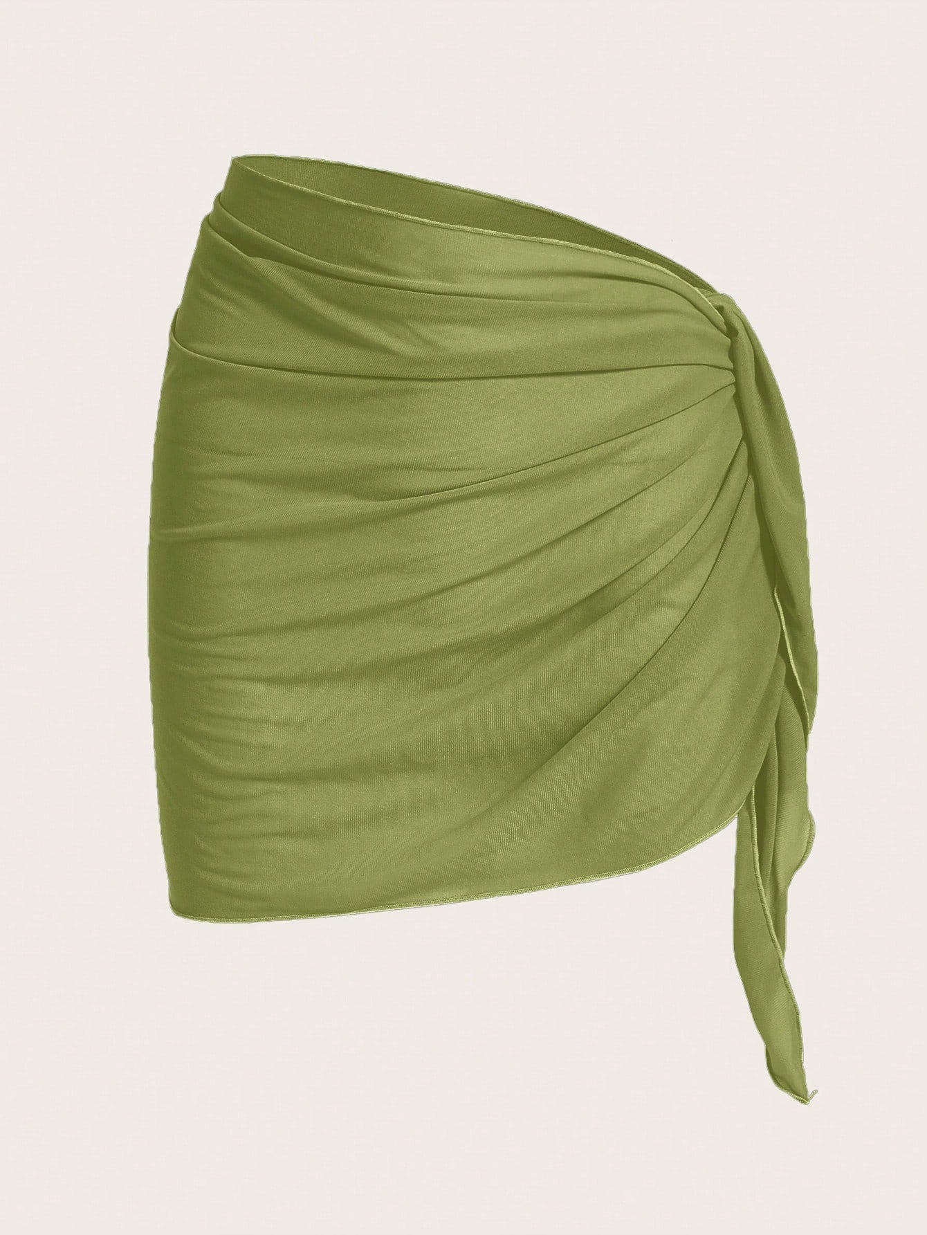 Swim Chiccia Ladies Solid Color Simple Pleated Cover Up,Summer Beach
