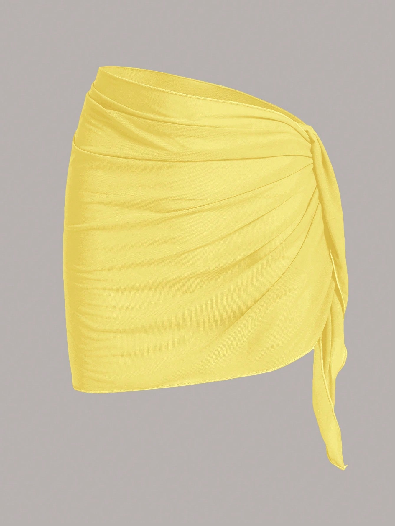 Swim Chiccia Ladies Solid Color Simple Pleated Cover Up,Summer Beach