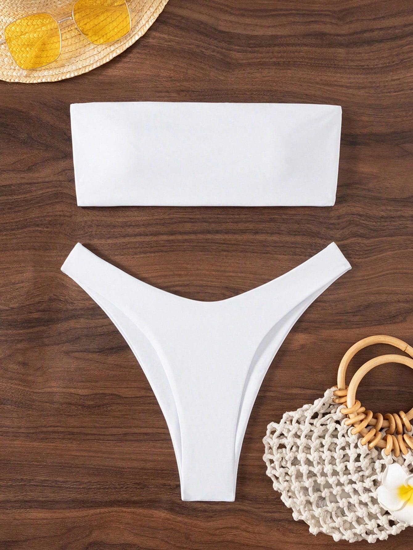 Swim Chiccia Summer Beach Bandeau High Cut Bikini Set