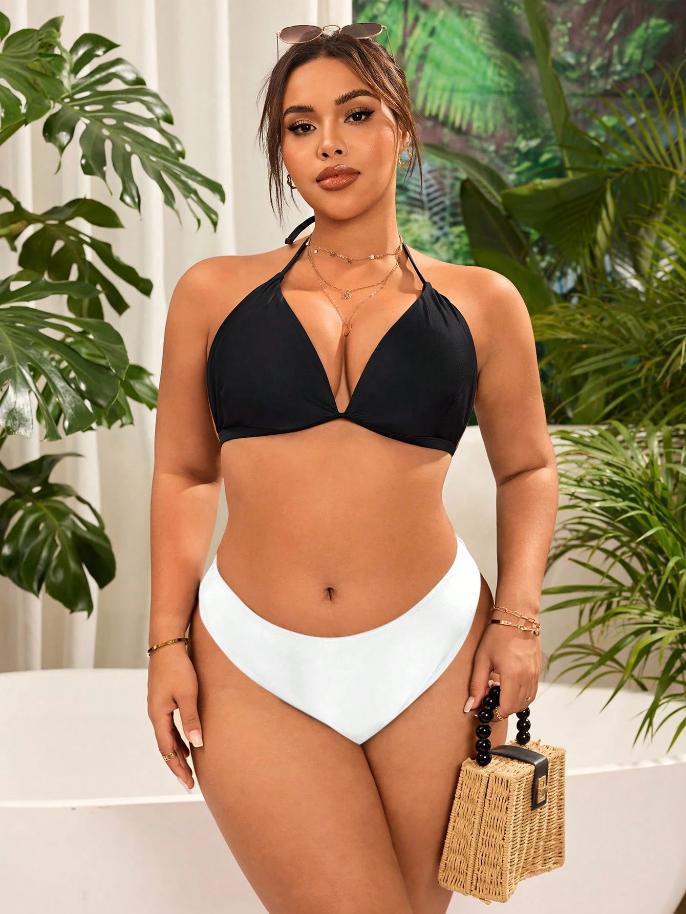 Swim Curve Black Loose Vacation Plus Size Women Swimwear Bottom For Summer