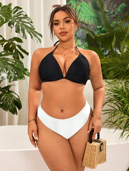 Swim Curve Black Loose Vacation Plus Size Women Swimwear Bottom For Summer