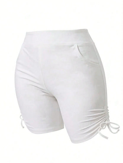 Swim Curve Plus Size Women's Fashionable Drawstring Design Slimming Swimwear Bottom,Summer Beach