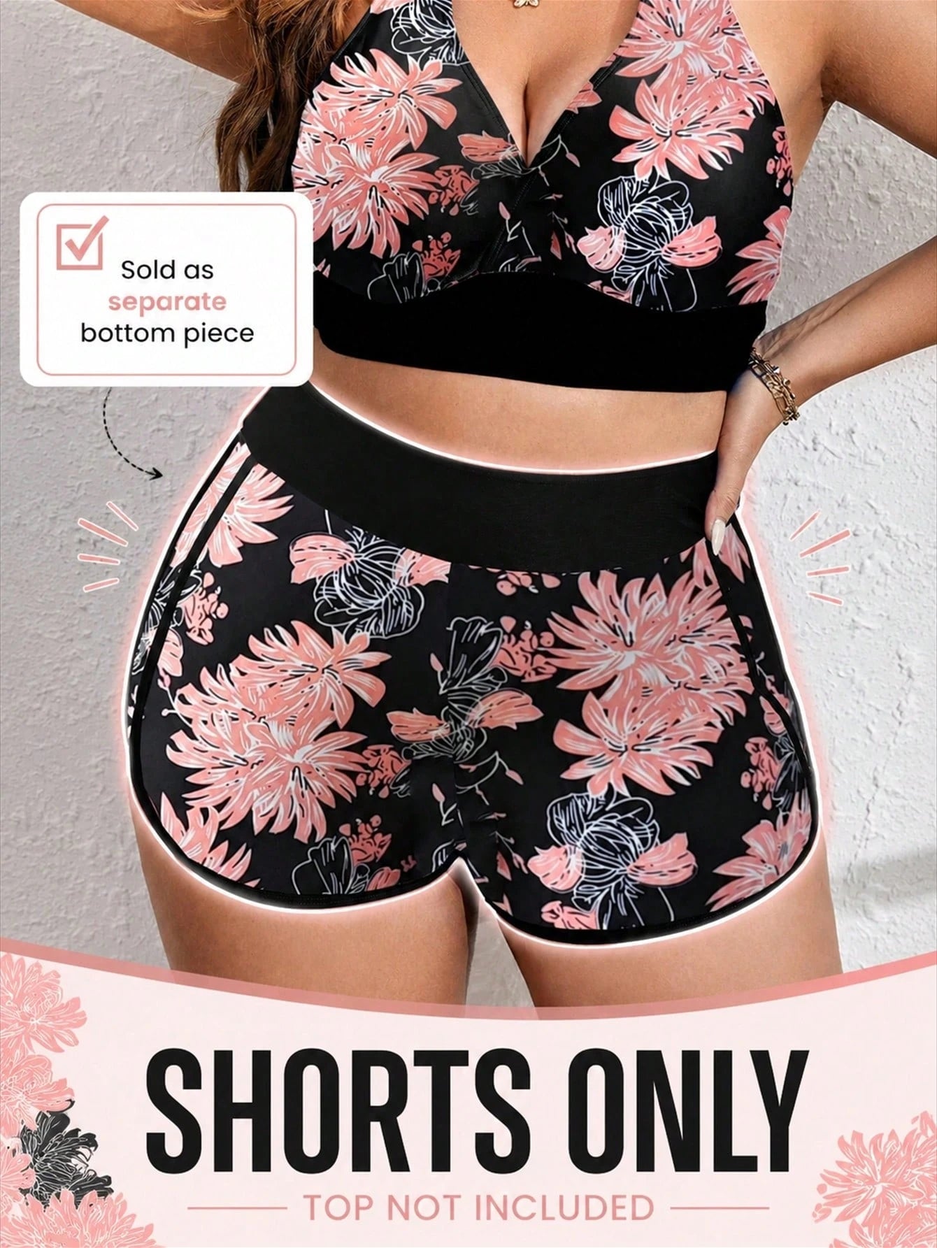 Swim Curve Plus Size Women's Random Digital Print Casual Sport Beach Swimsuit Bottom For Summer Beach Vacation