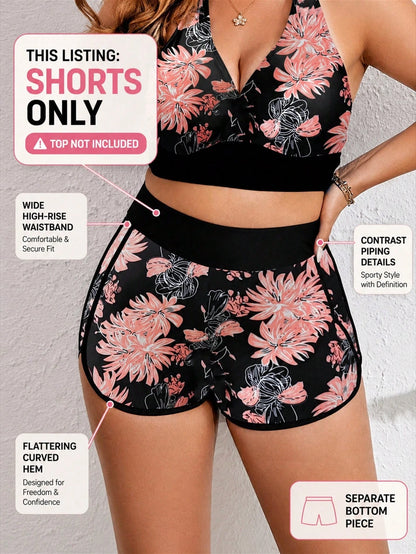 Swim Curve Plus Size Women's Random Digital Print Casual Sport Beach Swimsuit Bottom For Summer Beach Vacation