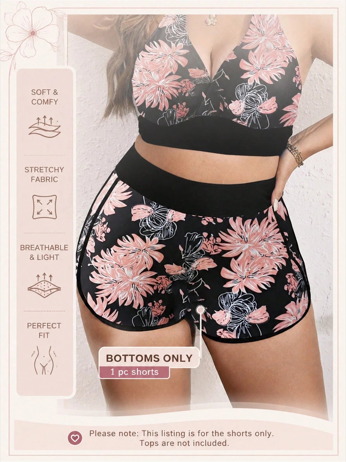 Swim Curve Plus Size Women's Random Digital Print Casual Sport Beach Swimsuit Bottom For Summer Beach Vacation