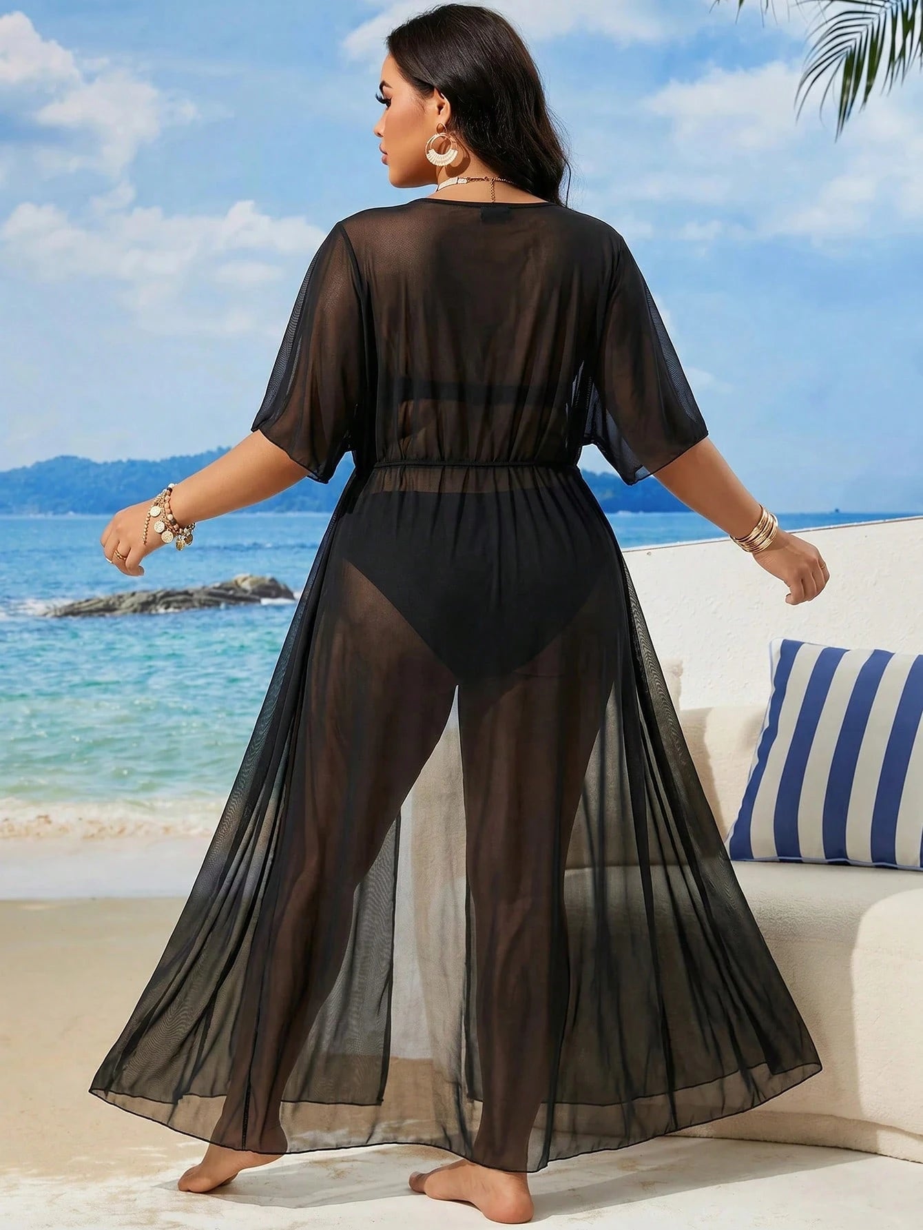 Swim Lushoire 2025 Leopard Print Plus Size Kimono Robe For Beach/Resort For Summer Beach Vacation