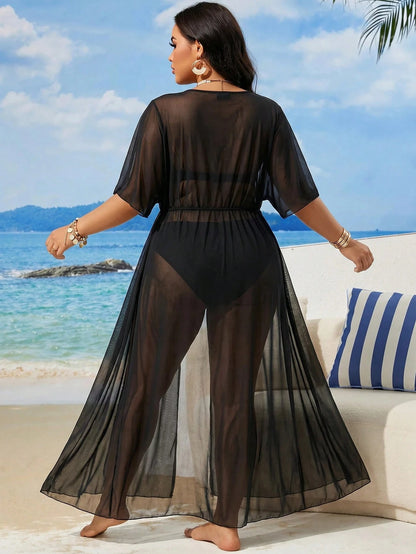 Swim Lushoire 2025 Leopard Print Plus Size Kimono Robe For Beach/Resort For Summer Beach Vacation