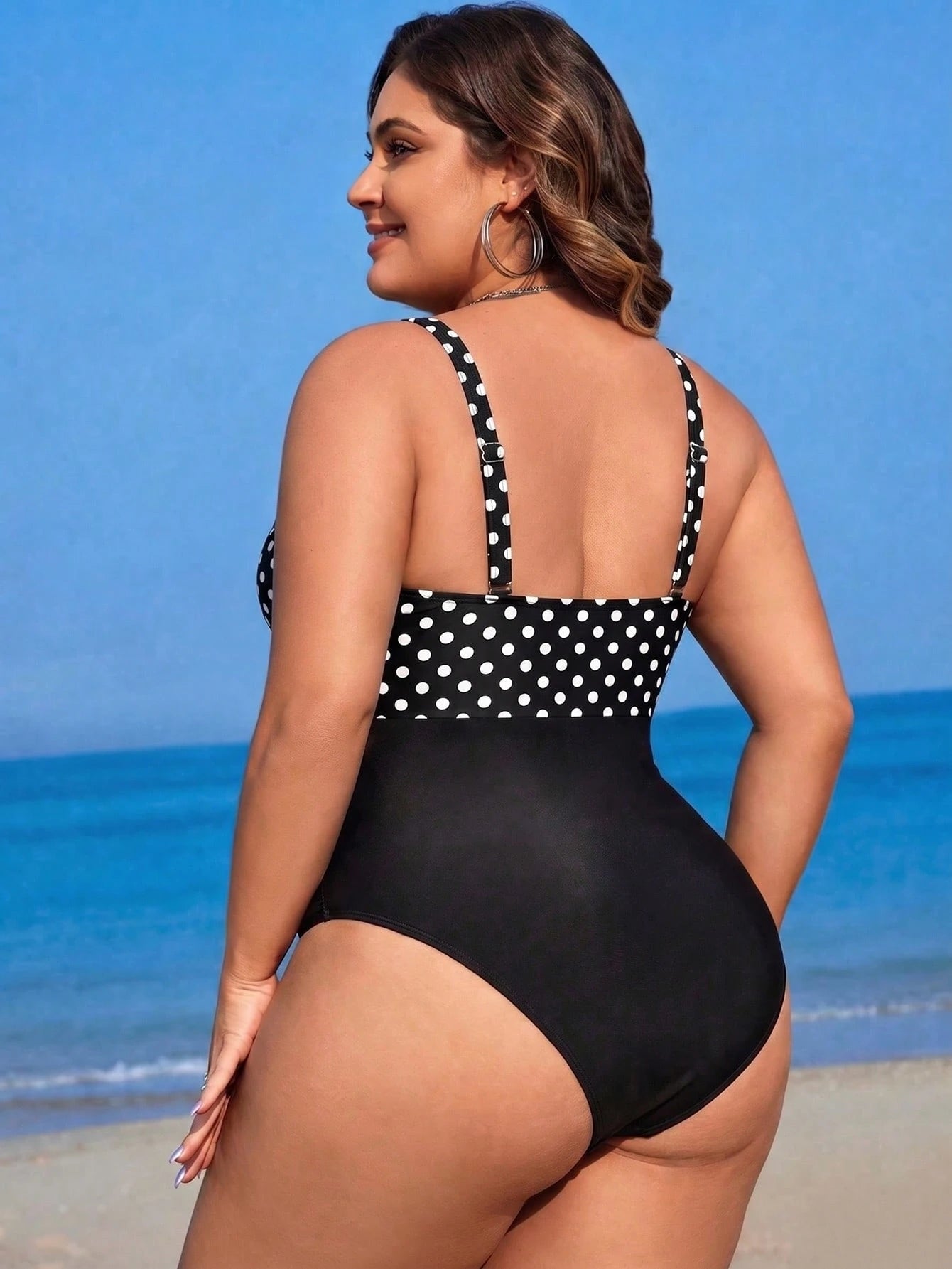 Swim Lushoire 2025 Plus Size Women 1pc Leopard Print Contrast Color Fashionable Casual Holiday Camisole One-Piece Swimsuit For Summer Beach Vacation