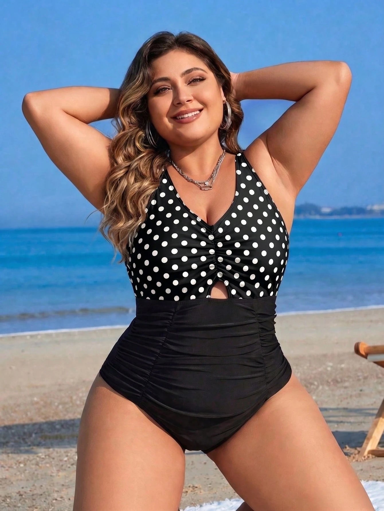 Swim Lushoire 2025 Plus Size Women 1pc Leopard Print Contrast Color Fashionable Casual Holiday Camisole One-Piece Swimsuit For Summer Beach Vacation