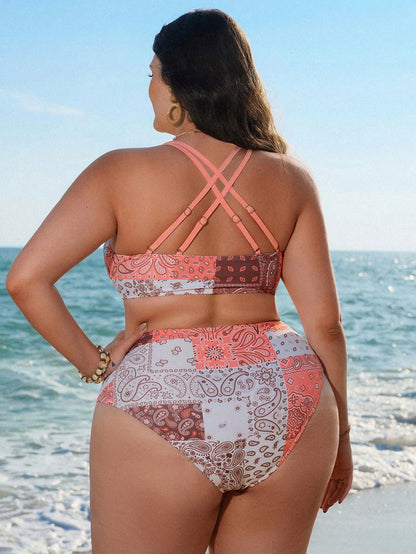 Swim Lushoire 2026 Summer Women's Beach Bikini Bohemian Vacation Elegant Plus Size Swimwear Set