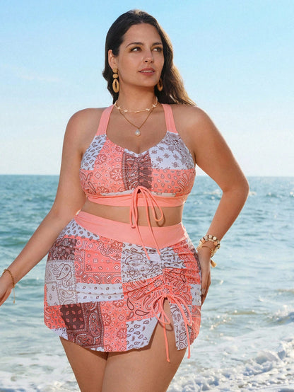 Swim Lushoire 2026 Summer Women's Beach Bikini Bohemian Vacation Elegant Plus Size Swimwear Set