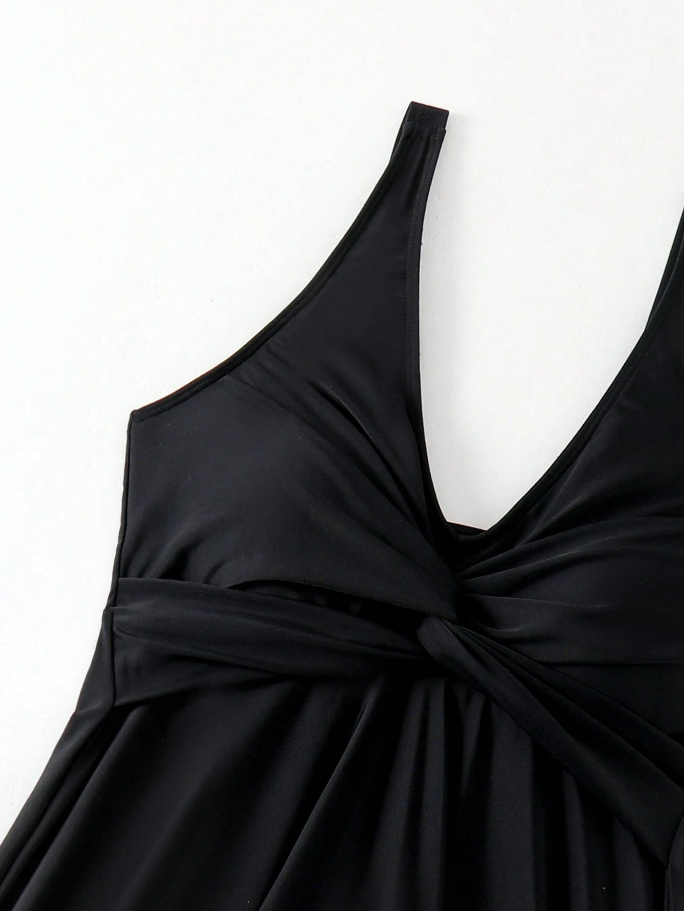 Swim Lushoire Ladies" Solid Color Twist Knot Minimalist Bikini Top And Triangle Bottoms, Perfect For Vacation,Summer Beach