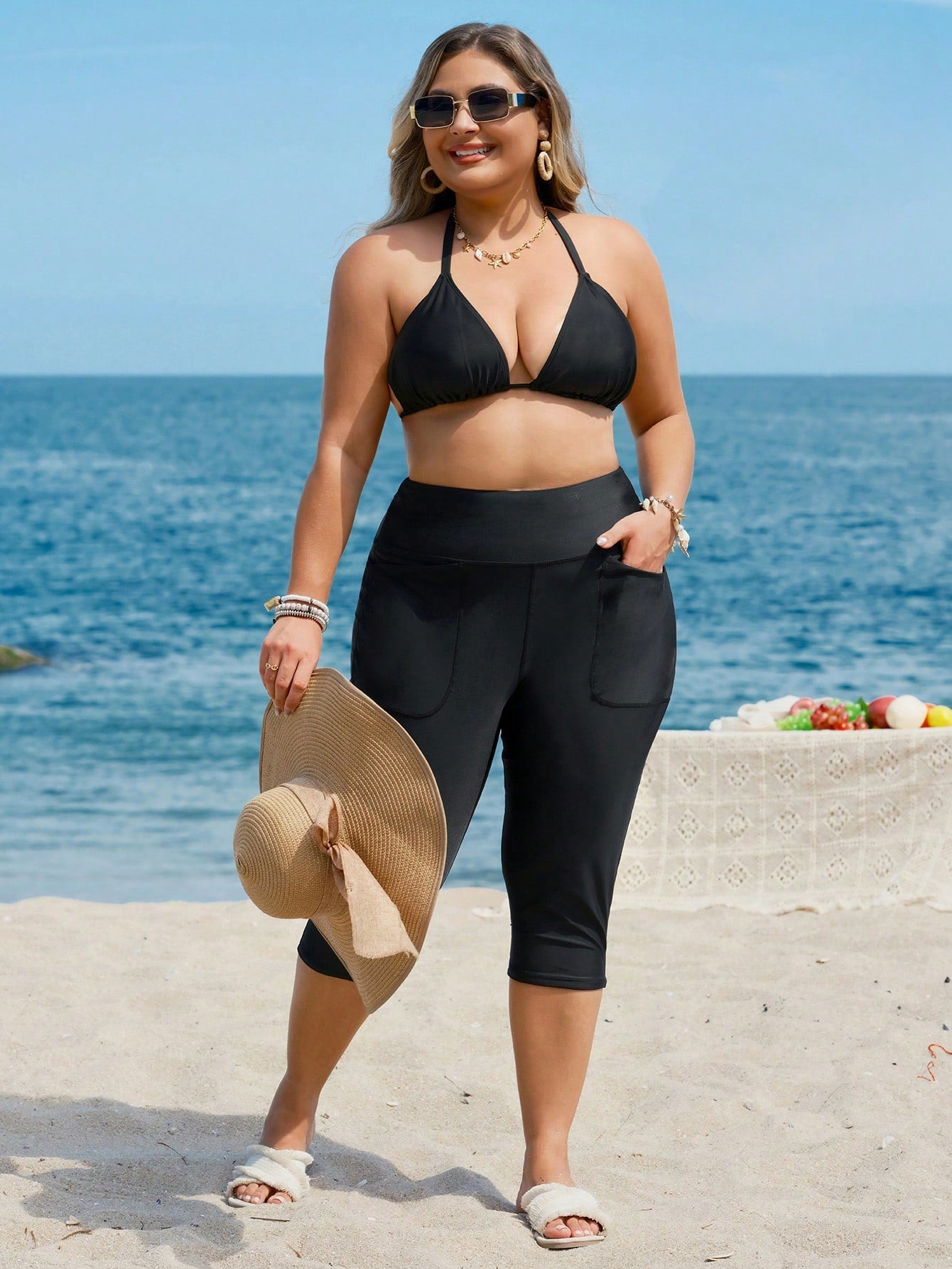 Swim Lushoire Plus Size Solid Color Swimsuit Bottom For Summer Beach Vacation